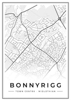 Street map poster of Bonnyrigg town centre, Midlothian