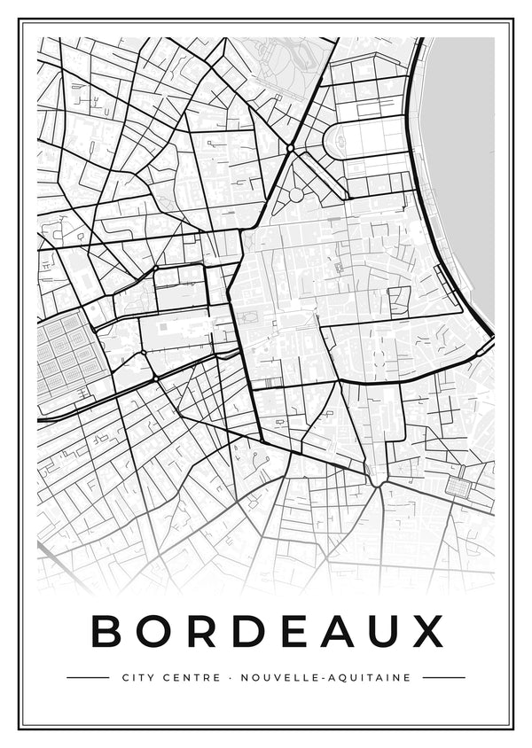 Bordeaux City Centre Street Map Poster