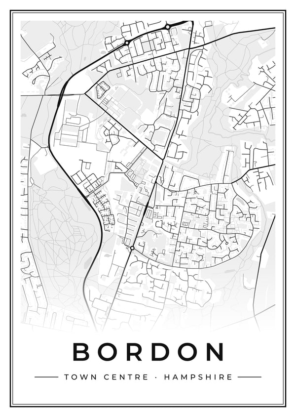 Bordon Town Centre Street Map Poster
