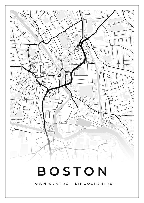 Boston Town Centre Street Map Poster