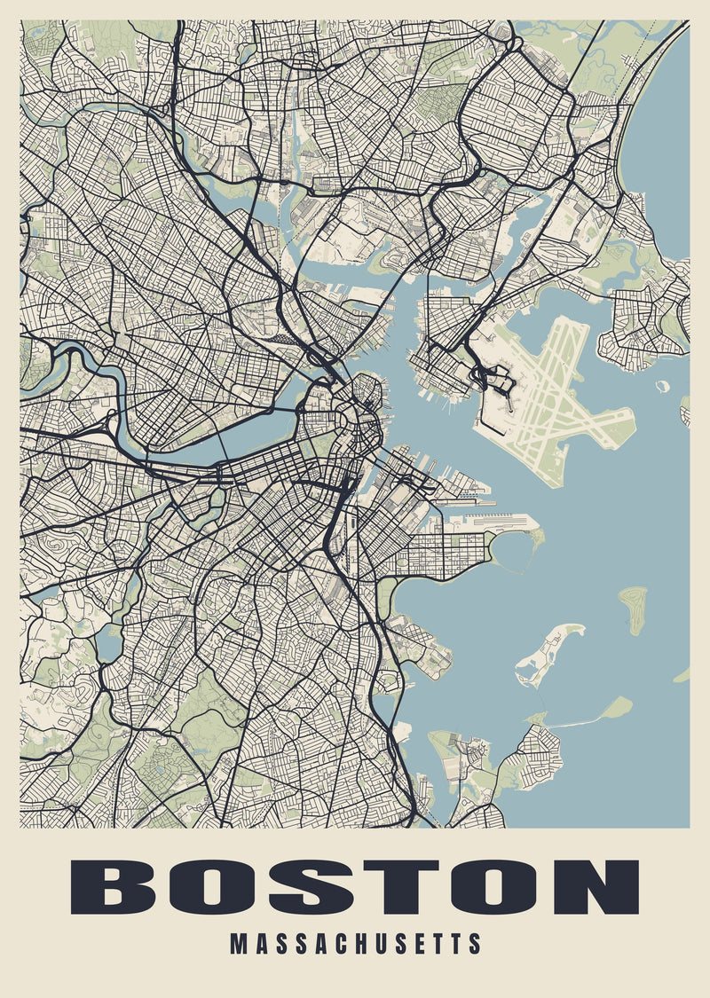 Boston Street Map Poster