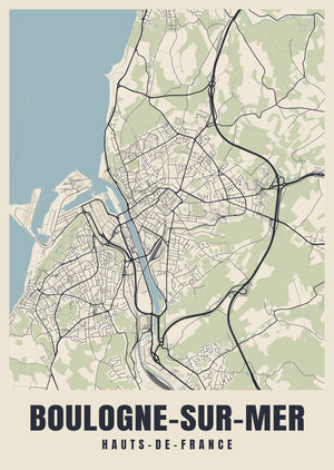 Boulogne-sur-Mer Street Map Poster