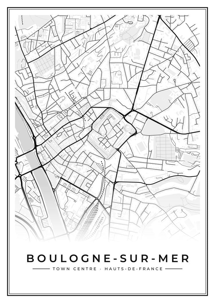 Boulogne-sur-Mer Town Centre Street Map Poster