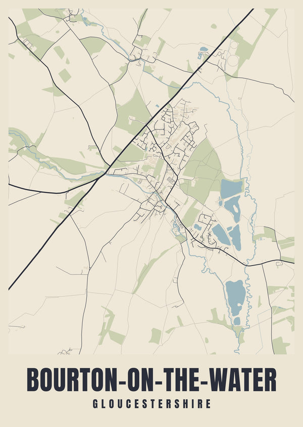 Bourton-on-the-Water Street Map Poster