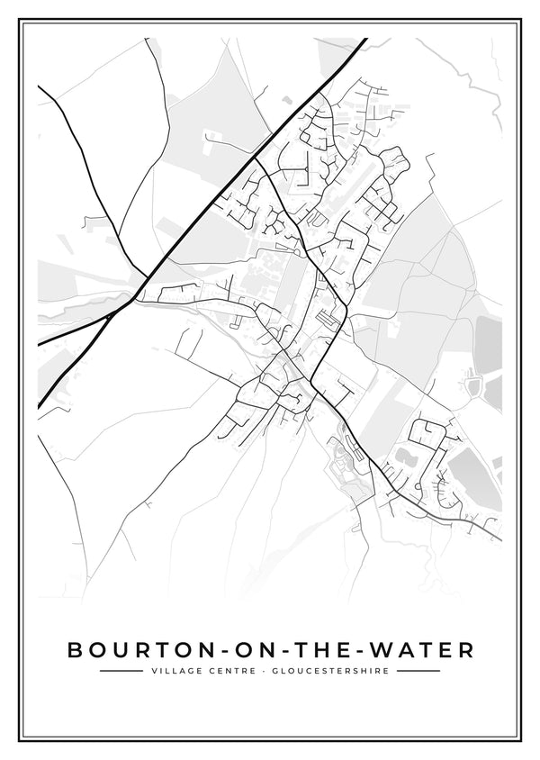 Bourton-on-the-Water Village Centre Street Map Poster