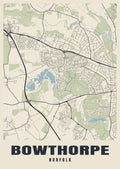 Street map poster of Bowthorpe, Norfolk