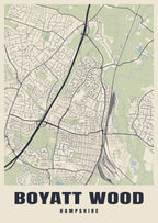 Street map poster of Boyatt Wood, Hampshire