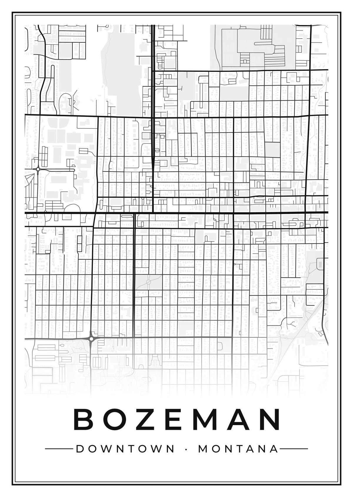 Street map poster of downtown Bozeman, Montana