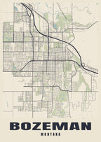 Street map poster of Bozeman, Montana