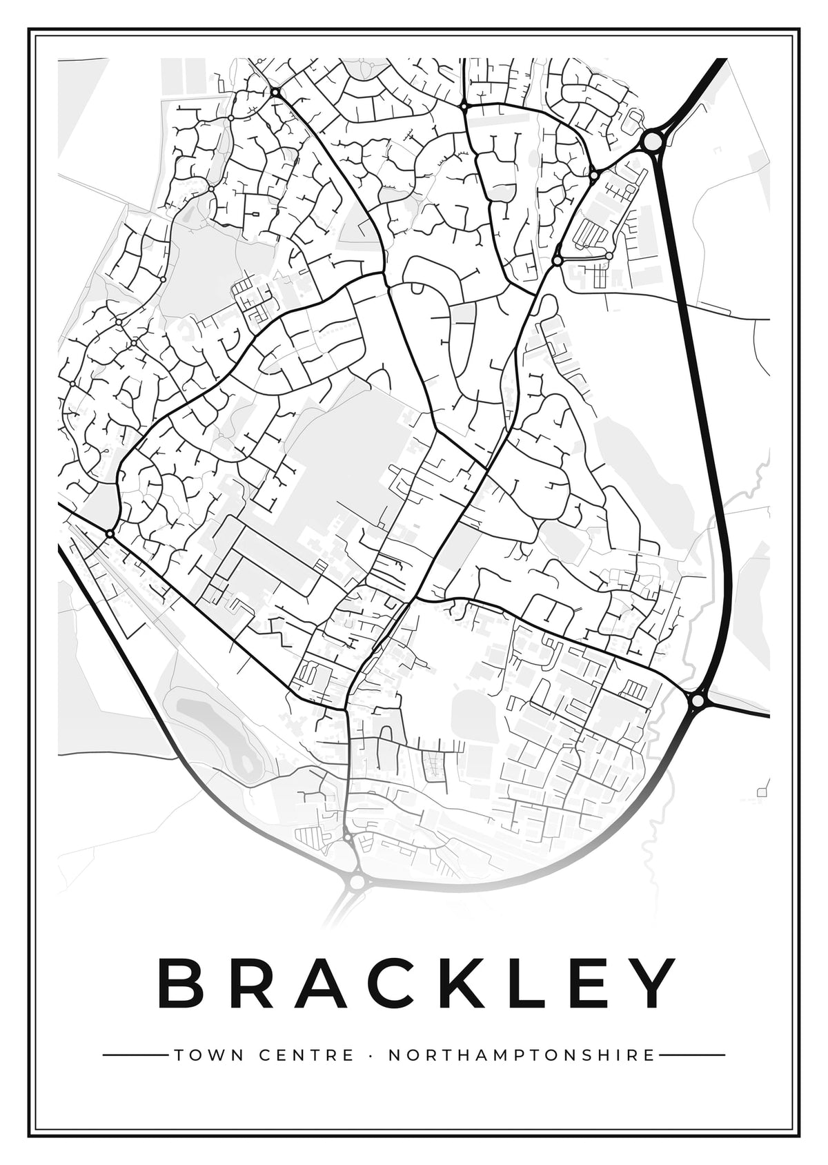 Street map poster of Brackley town centre, Northamptonshire
