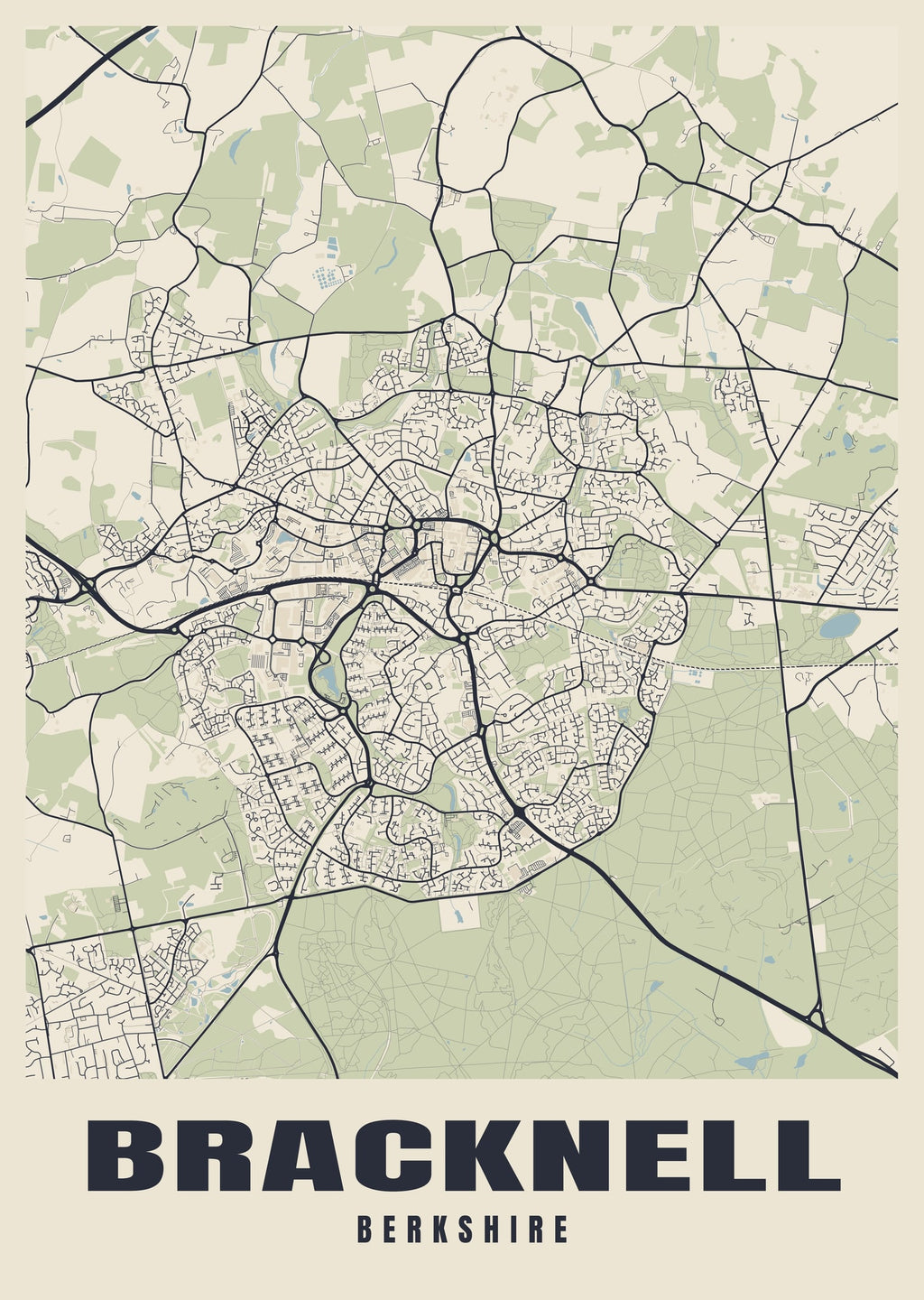Street map poster of Bracknell, Berkshire