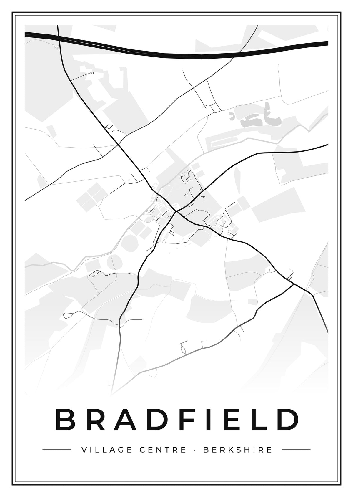 Street map poster of Bradfield village centre, Berkshire