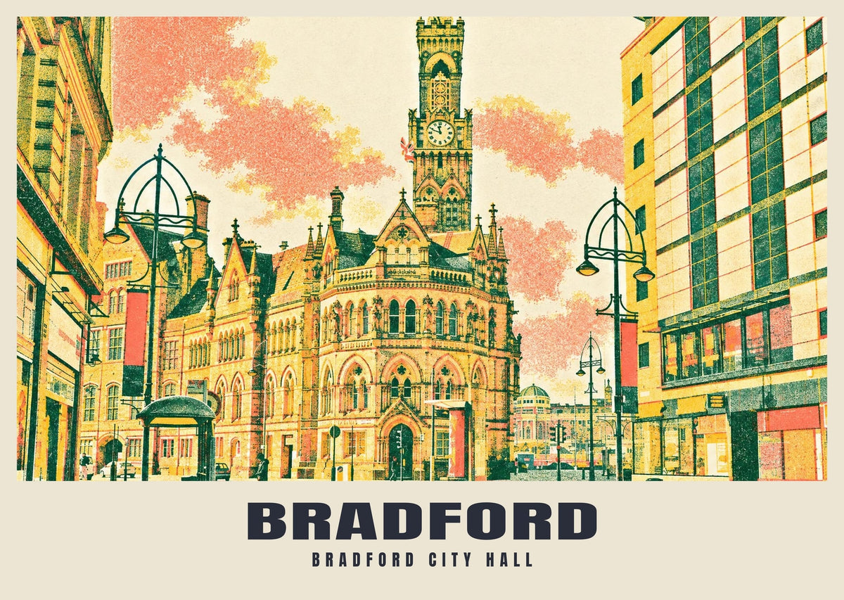 Bradford City Hall poster, Riso-inspired style