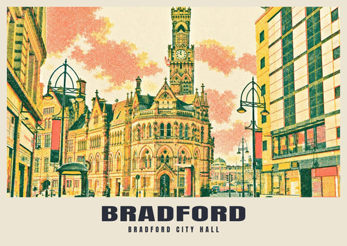 Bradford City Hall poster, Riso-inspired style