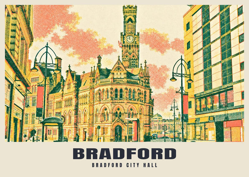 Bradford City Hall Riso-inspired Poster