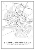 Street map poster of Bradford-on-Avon town centre, Wiltshire