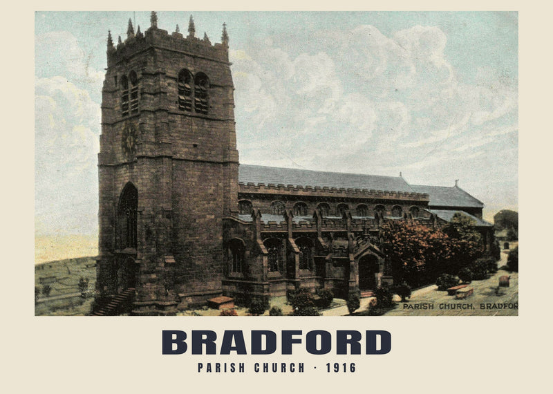 Kościół parafialny, Bradford — 1916 · Reprodukcja historycznej pocztówki fotograficznej