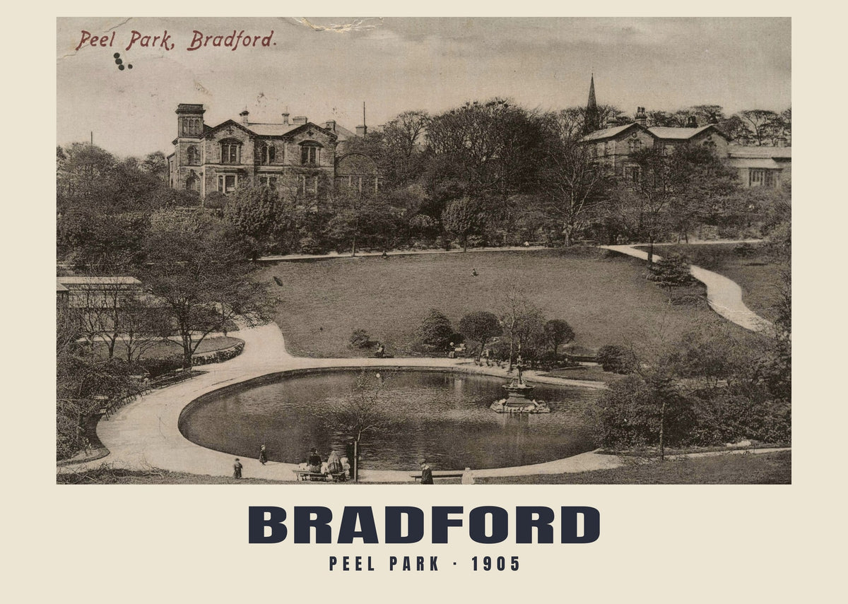 Peel Park, Bradford — Historic photographic postcard print, 1905