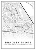 Street map poster of Bradley Stoke town centre, Gloucestershire