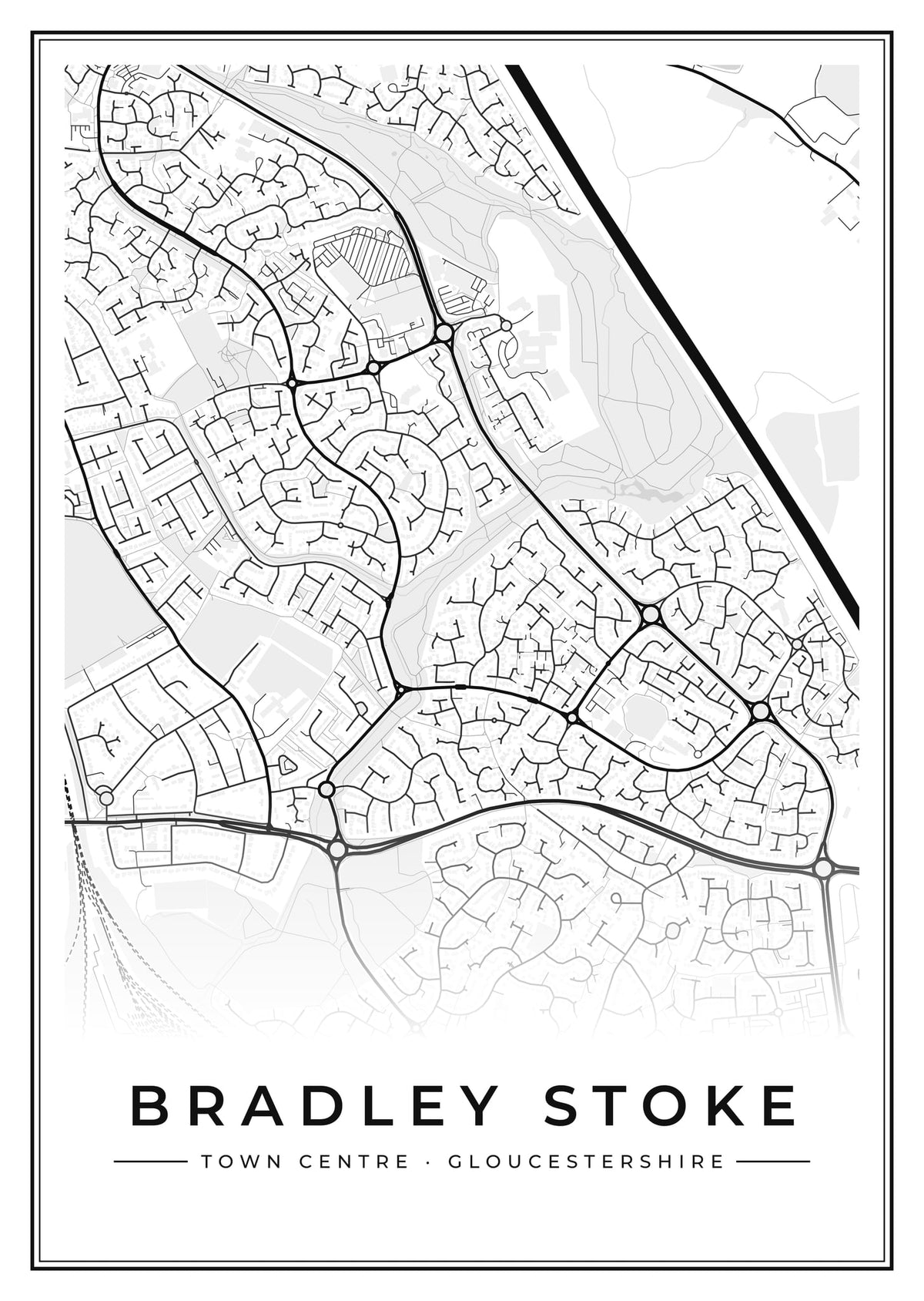 Street map poster of Bradley Stoke town centre, Gloucestershire