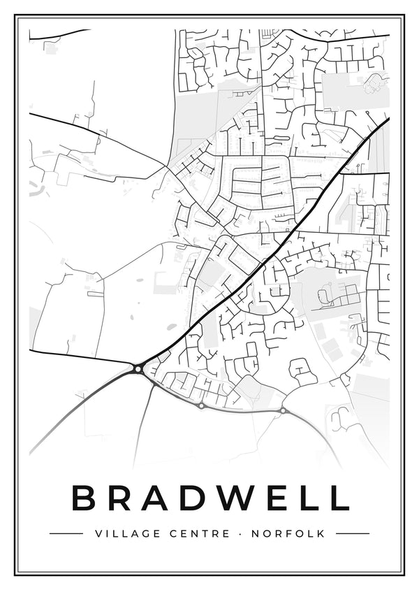 Bradwell Village Centre Street Map Poster