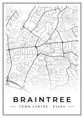 Street map poster of Braintree town centre, Essex