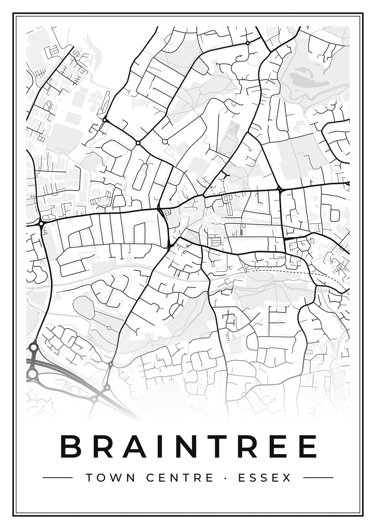 Street map poster of Braintree town centre, Essex