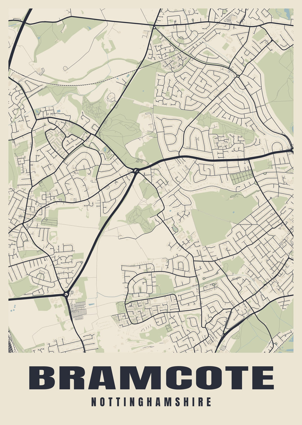 Street map poster of Bramcote, Nottinghamshire