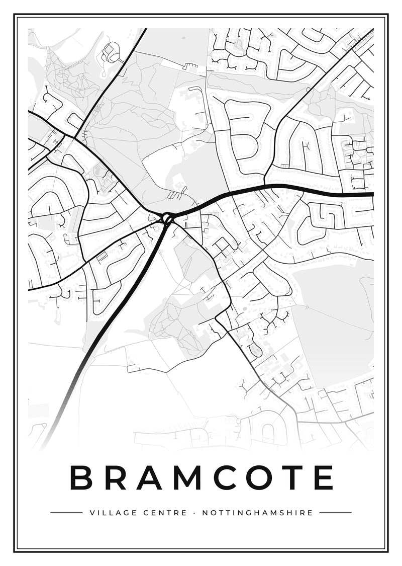 Bramcote Village Centre Street Map Poster