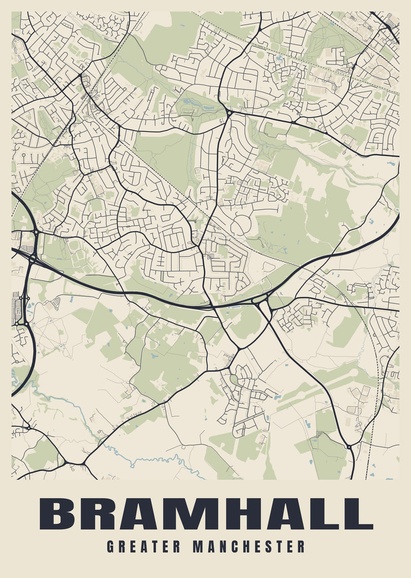 Bramhall Street Map Poster