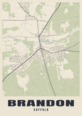 Street map poster of Brandon, Suffolk