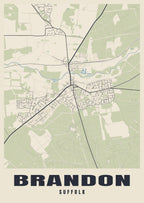 Street map poster of Brandon, Suffolk