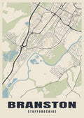Street map poster of Branston, Staffordshire
