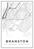 Street map poster of Branston village centre, Staffordshire