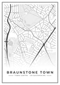 Street map poster of Braunstone Town town centre, Leicestershire