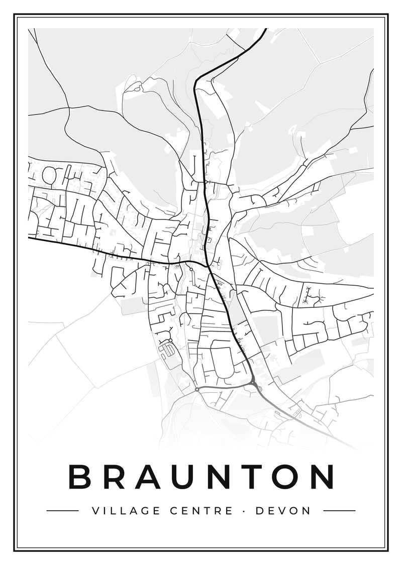 Braunton Village Centre Street Map Poster