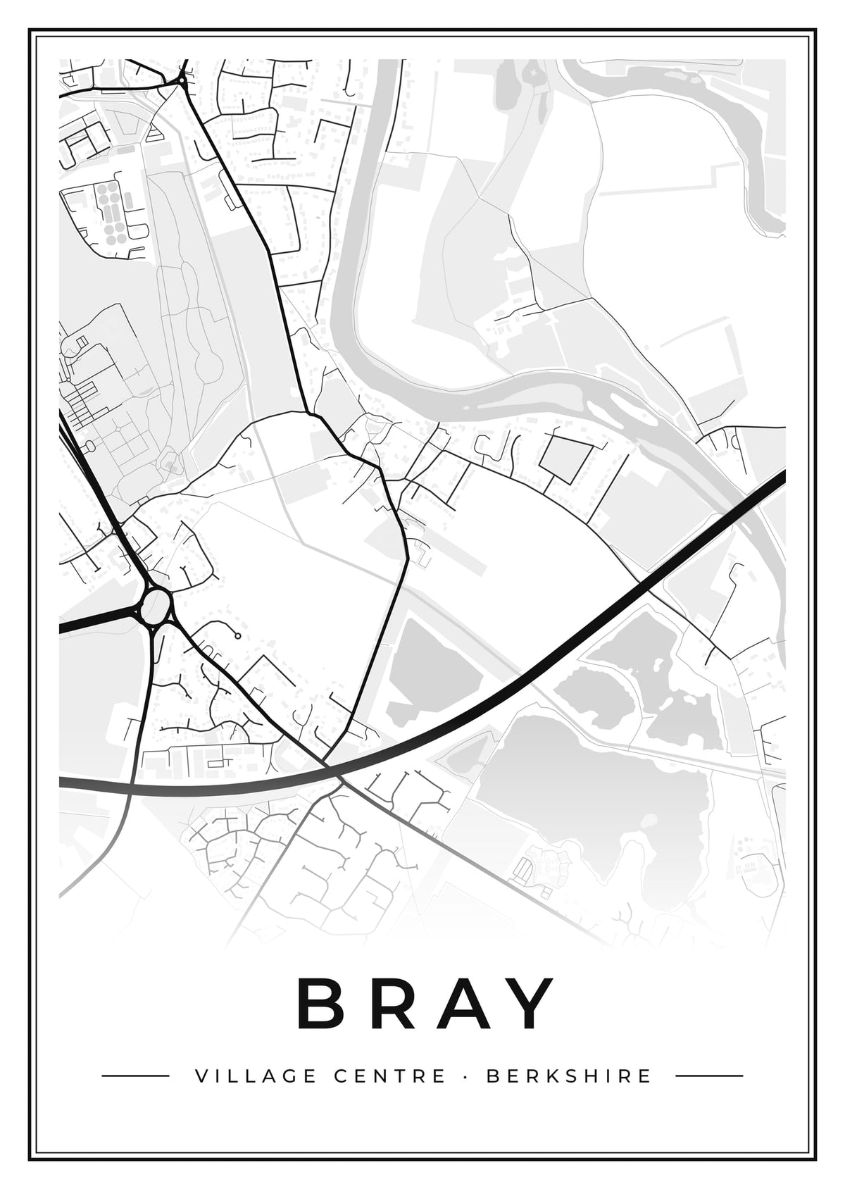 Street map poster of Bray village centre, Berkshire
