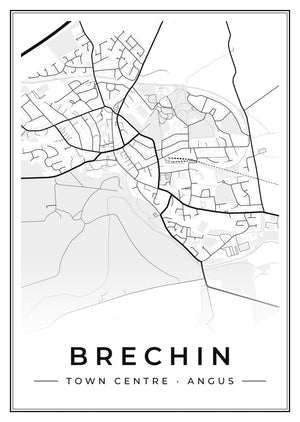 Brechin Town Centre Street Map Poster