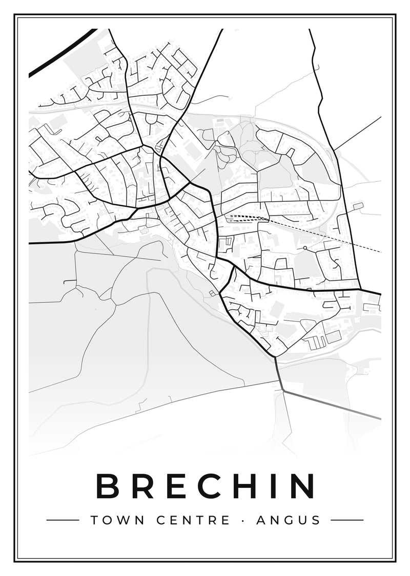 Brechin Town Centre Street Map Poster