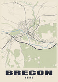 Street map poster of Brecon, Powys