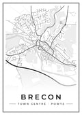 Street map poster of Brecon town centre, Powys
