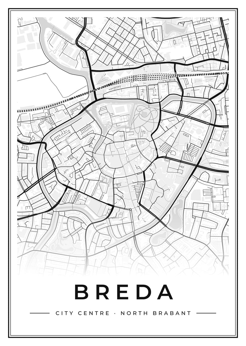 Breda City Centre Street Map Poster