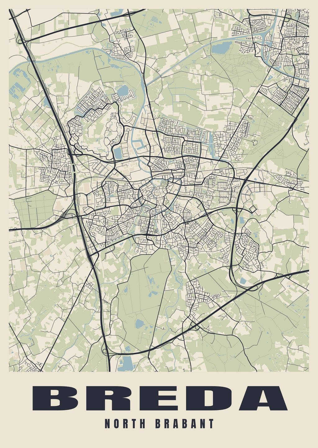 Street map poster of Breda, North Brabant