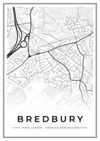 Street map poster of Bredbury town centre, Greater Manchester