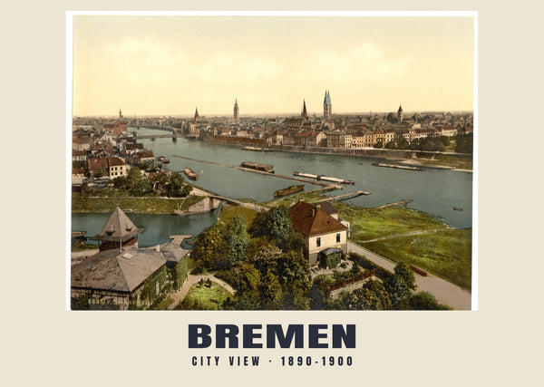 Vue de la ville, Bremen — 1890–1900 · Tirage photochrome ancien