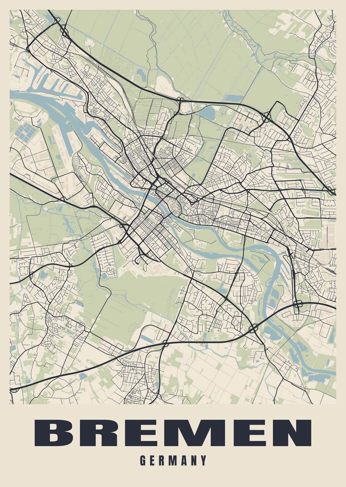 Street map poster of Bremen