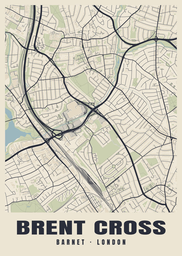 Brent Cross Heritage Street Map Poster