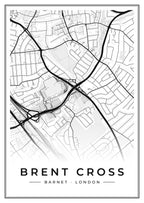 Street map poster of Brent Cross, Barnet, London