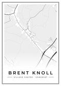 Street map poster of Brent Knoll village centre, Somerset