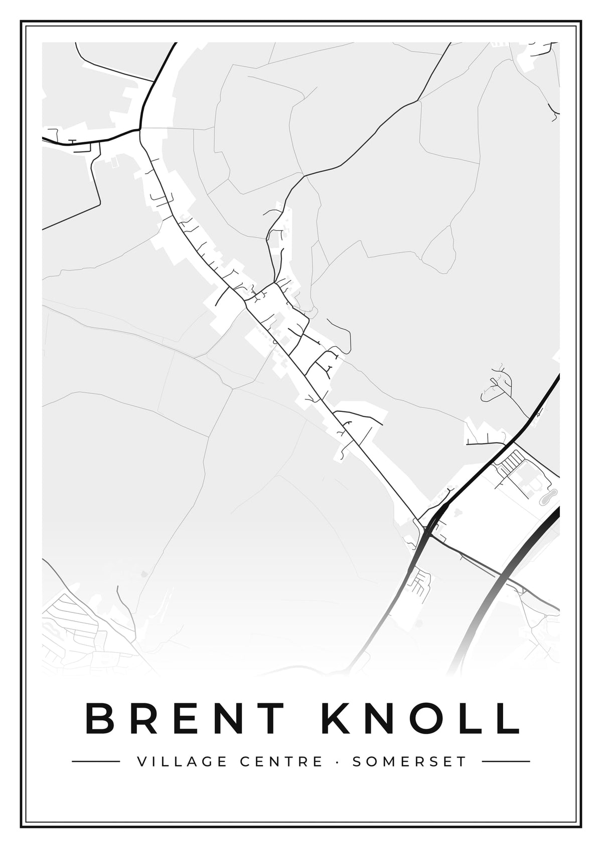 Street map poster of Brent Knoll village centre, Somerset